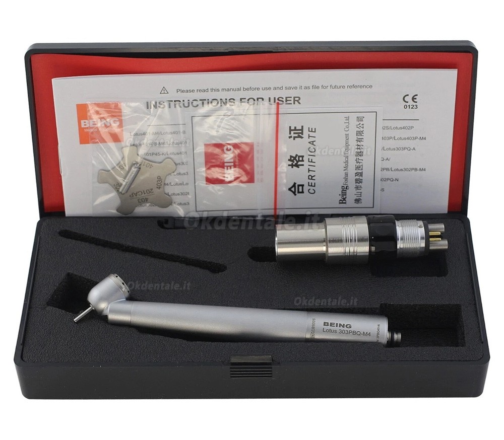 Manipolo chirurgico dentale a turbina 303PBQ45-N con angolazione di 45 gradi, compatibile con attacco NSK